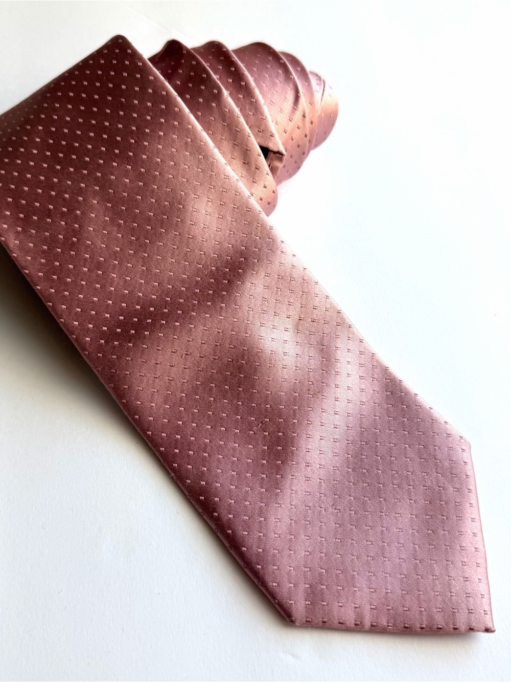 Van Heusen Solid 100% Silk Dot Textured Tie - Rose